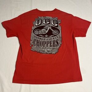 Vintage Orange County Choppers T-Shirt Double Sided Red Mens L 2000's Y2K Biker